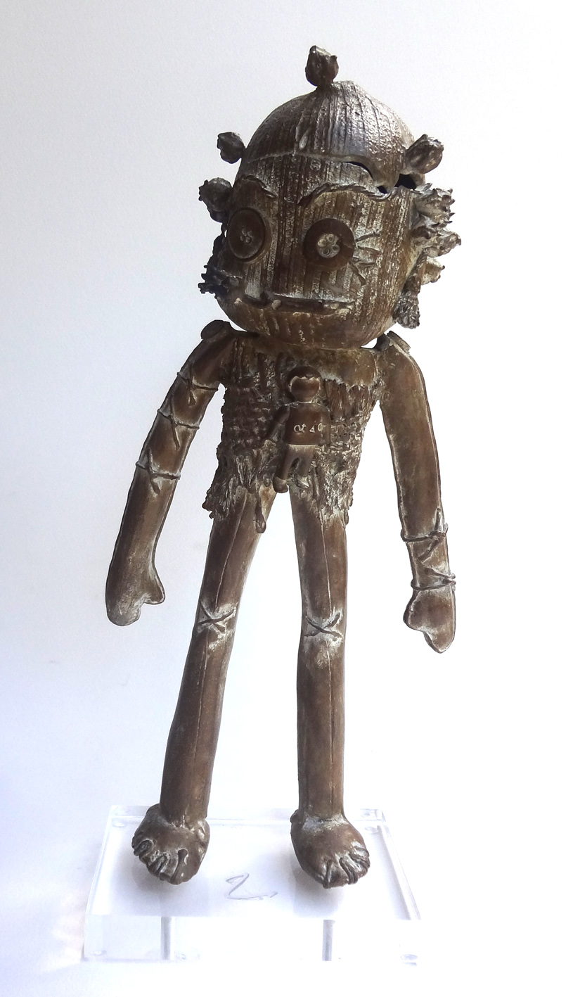 Doodle en bronce de pátina rojiza, cabeza erizada