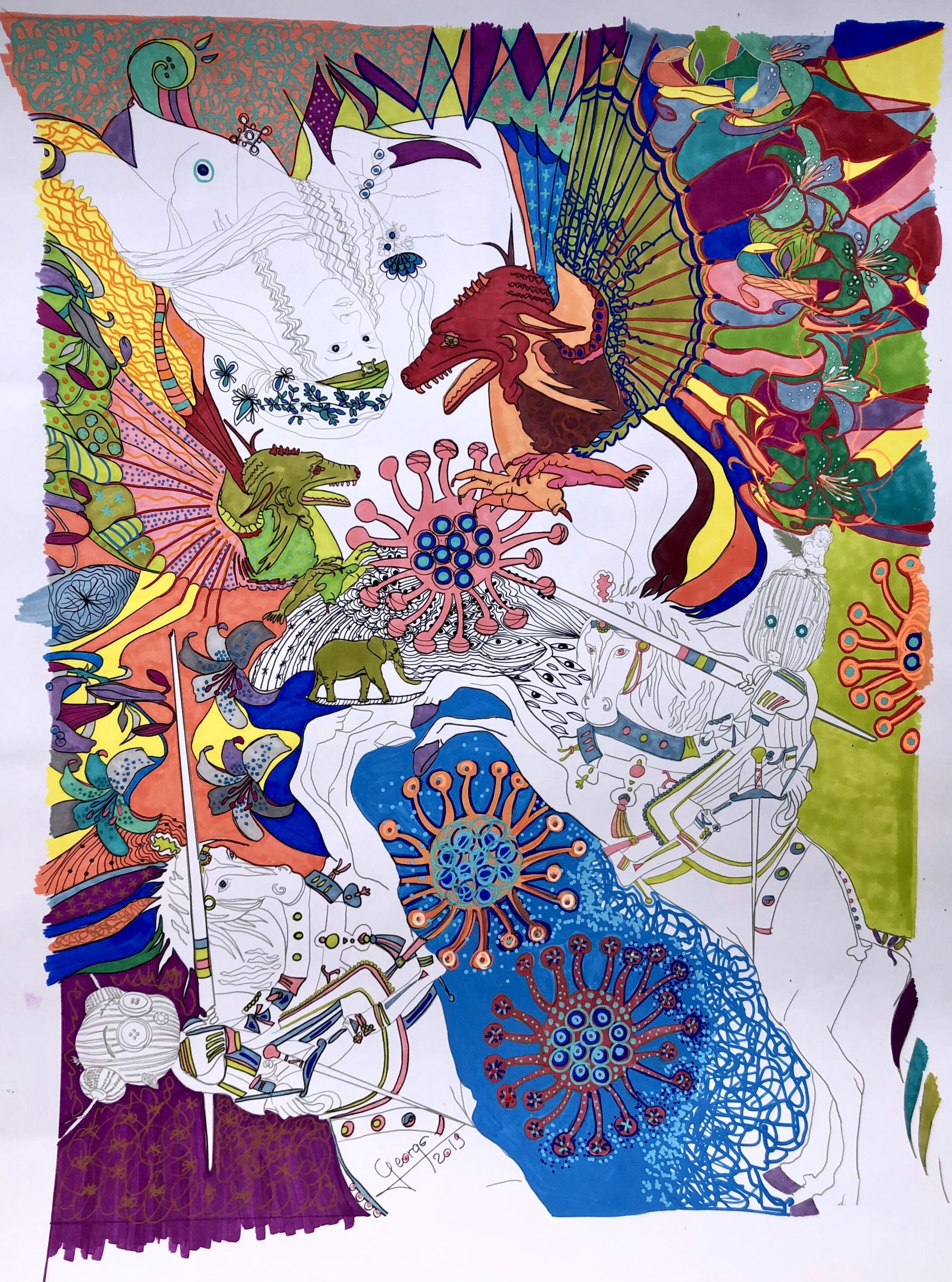 Unfinished Colouring by George Sculpteur, mixed media