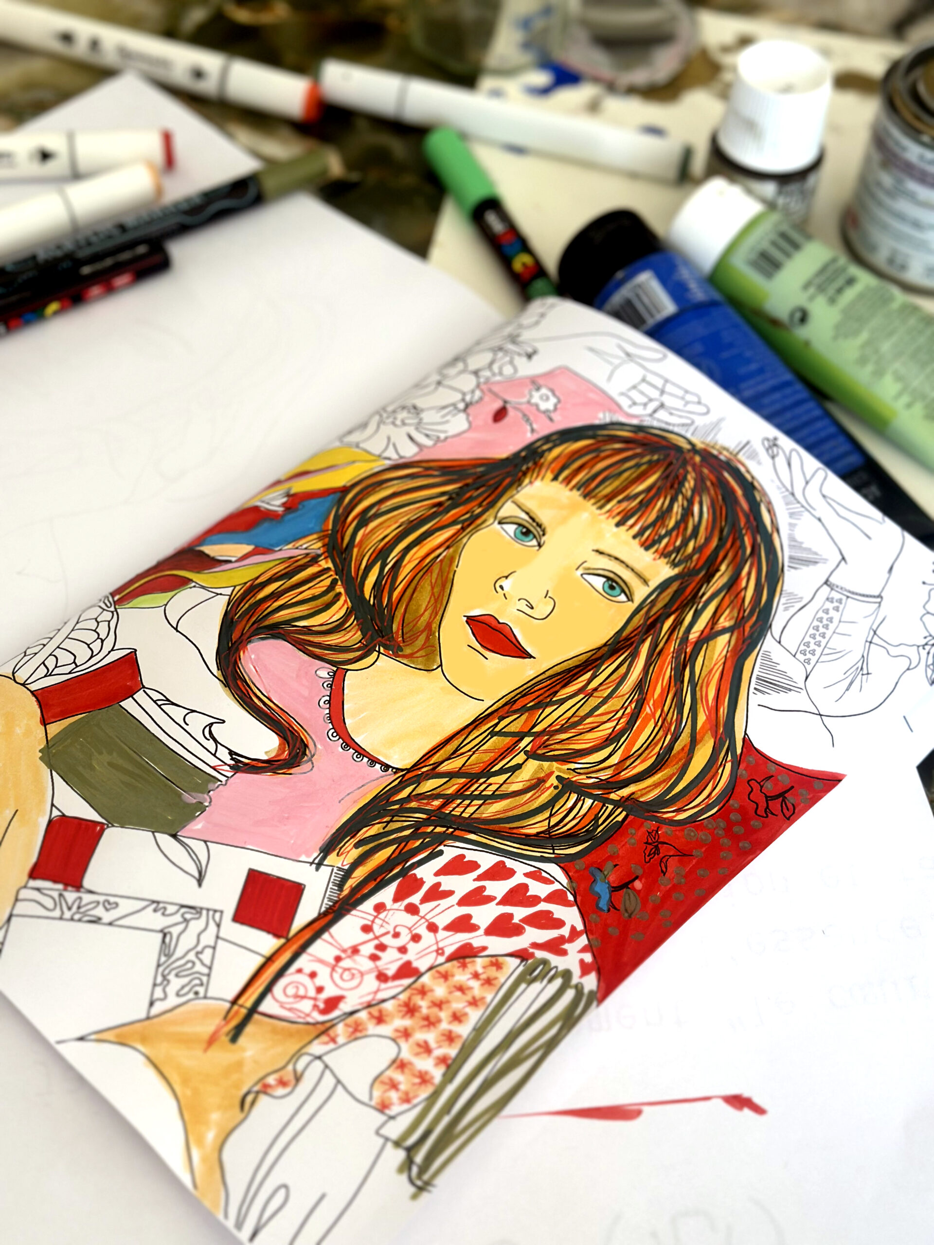 Page des Coloriages Inachevés, coloriée