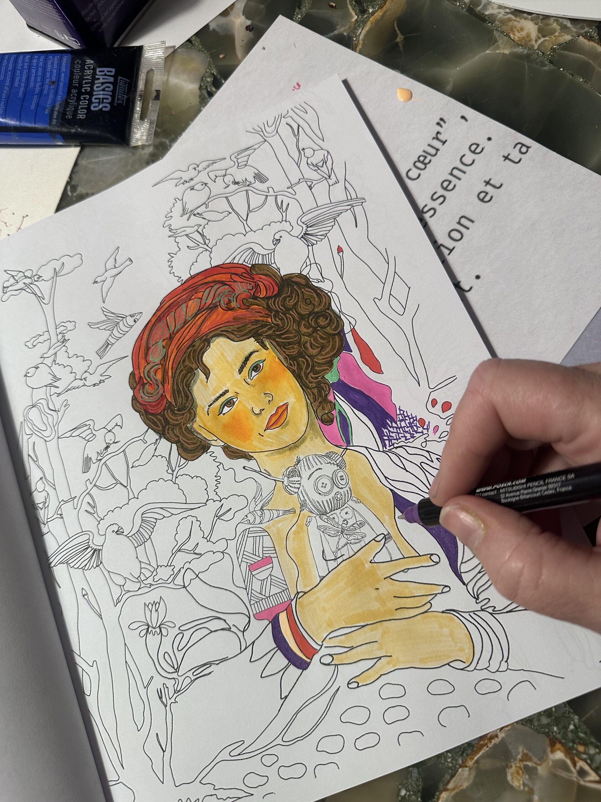 Page des Coloriages Inachevés, coloriée
