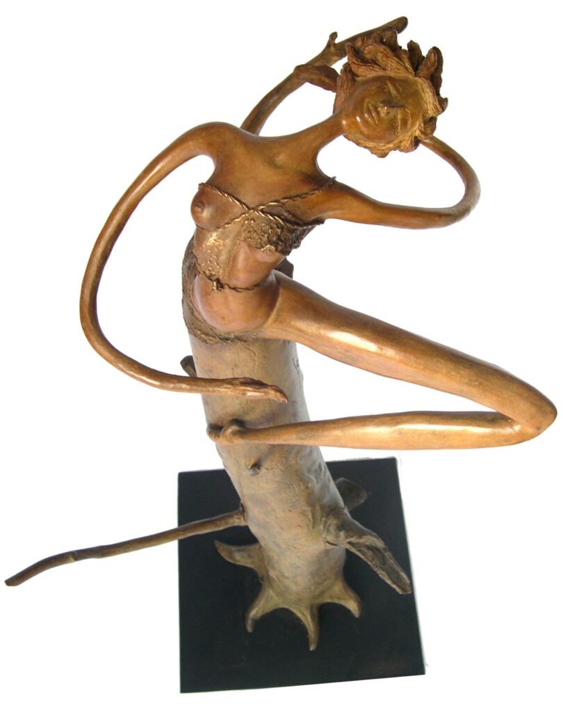 Salomé — sculpture bronze de George Sculpteur (George Peltre), danseuse enlacée à un tronc, pièce unique